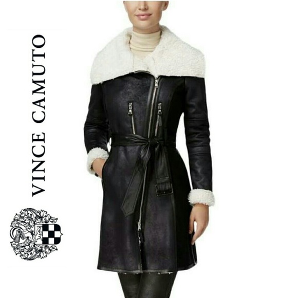 🍁 VINCE ❄️ Sherpa Wool V leather suede Christmas coat 🎄 S&ISOsizeL - Picture 9 of 11